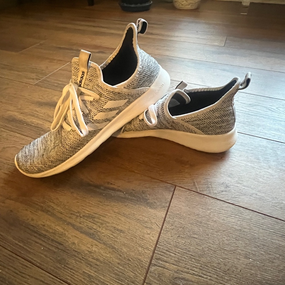 Adidas Cloudfoam Pure white and gray sneakers 9.5